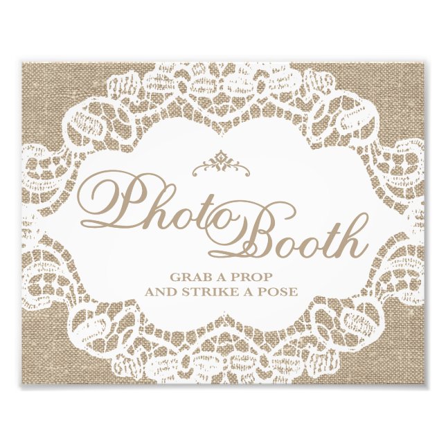 Wedding Signs - Burlap & Lace - Photo Booth - (Front)