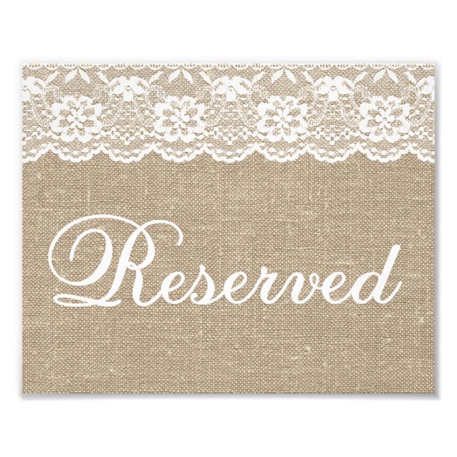 Wedding Signs - Burlap & Lace - Reserved - (Front)