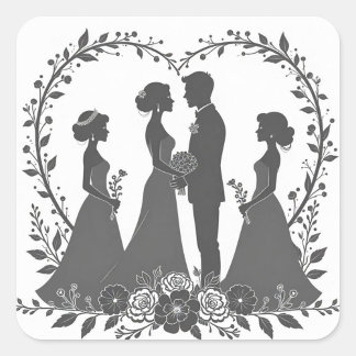 Wedding silhouette Illustrations Square Sticker