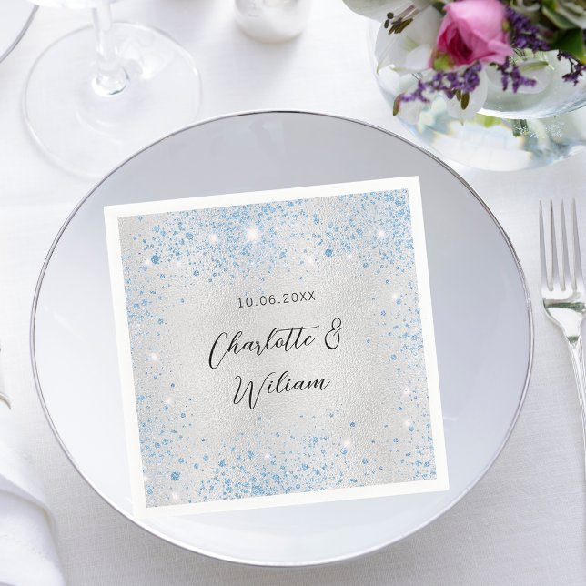 Wedding silver blue sparkles napkin (Creator Uploaded)