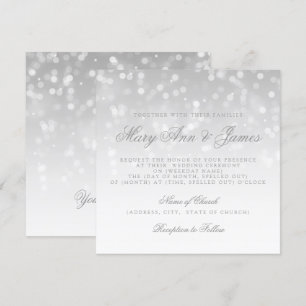 Wedding Silver Bokeh Sparkle Lights Invitation