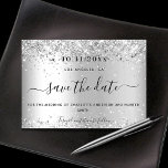 Wedding silver glitter elegant modern save the date<br><div class="desc">A modern and elegant Save the Date for a wedding. A faux silver background decorated with faux glitter. sparkles.  Personalise and add a date and names. The text: Save the Date is written with a large trendy hand lettered style script.</div>