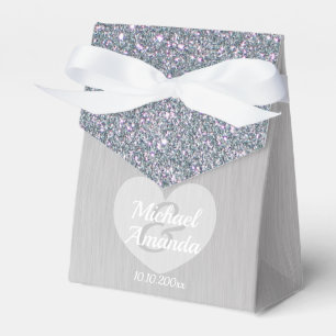 Wedding Silver Glitter Personalised Favour Box