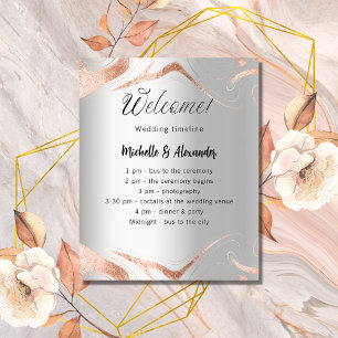 Wedding silver rose gold budget program timeline flyer