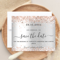 Wedding silver rose gold budget save date card