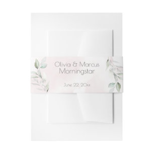 Wedding Silver Sage Leafy Greenery Invitation Belly Band