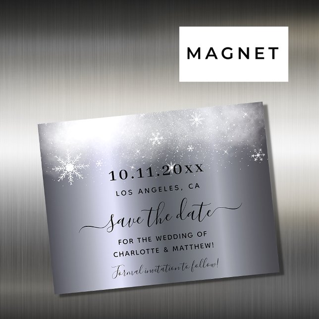 wedding silver snow save the date magnet (Creator Uploaded)