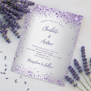 Wedding silver violet purple budget invitation