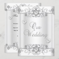 Wedding Silver White Diamond Hearts