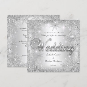 Wedding Silver Winter Wonderland Snowflakes Invitation