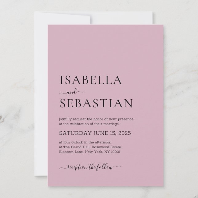 Wedding Simple Blush Pink Invitation (Front)