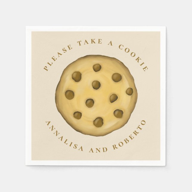 Wedding Simple Cute Dessert Chocolate Chip Cookie Napkin (Front)