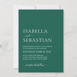 Wedding Simple Dark Green Invitation