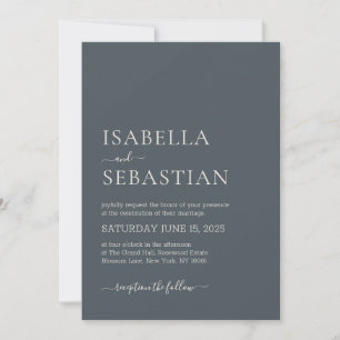 Wedding Simple Dark Slate Grey Invitation