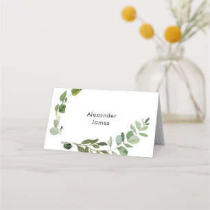 Wedding Simple Foliage Custom Name Place Card