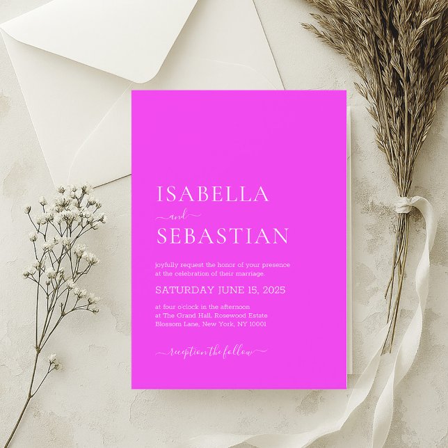 Wedding Simple Fuchsia Invitation (Creator Uploaded)