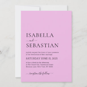 Wedding Simple Light Pink Invitation