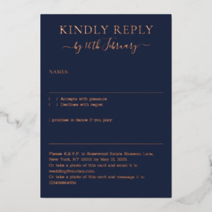 Wedding Simple Midnight Blue Navy Kindly Reply