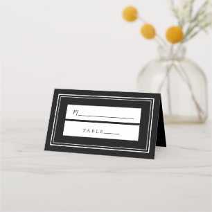 Wedding Simple Minimalist Chic Black & White Guest Place Card