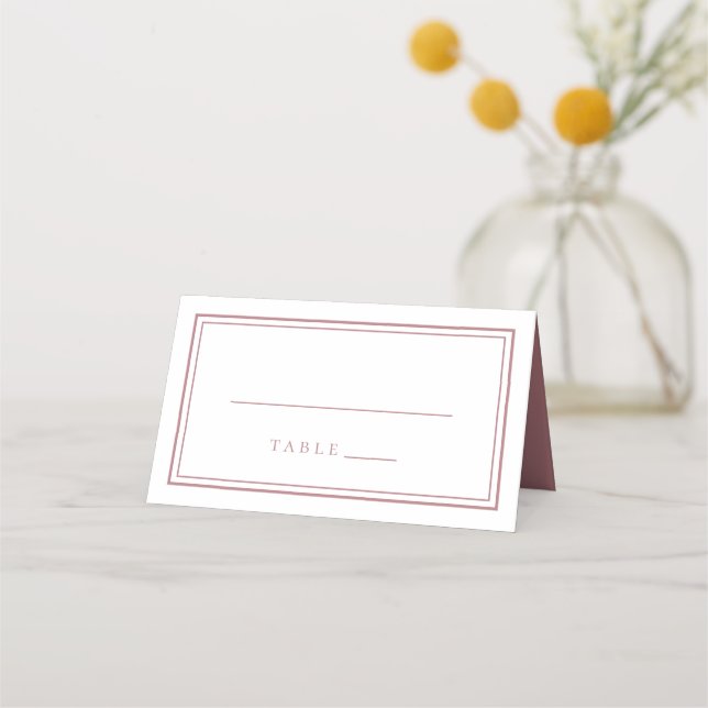 Wedding Simple Minimalist Chic Trendy Dusty Rose Place Card (Front)