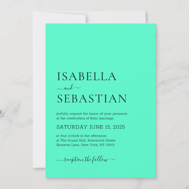Wedding Simple Mint Breeze Invitation (Front)