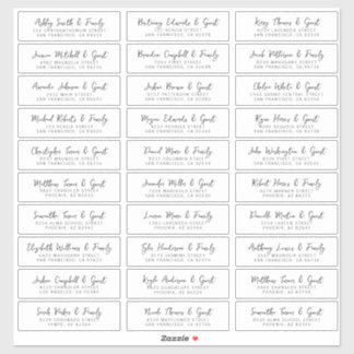 Wedding Simple Modern Chic Guest Names Address 