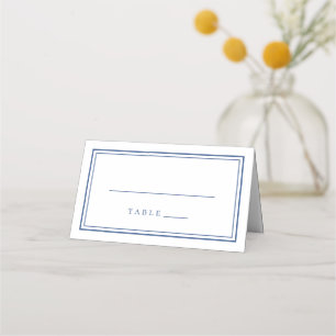 Wedding Simple Modern Classic Blue White Place Card