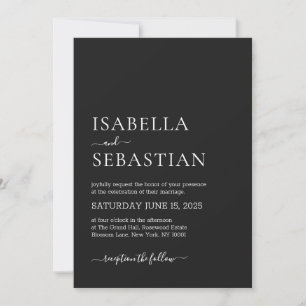 Wedding Simple Modern Dark Gray Invitation