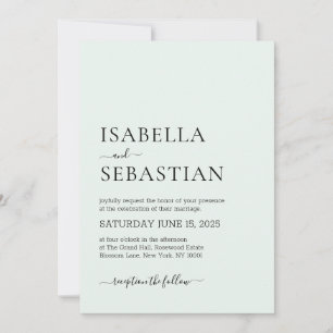 Wedding Simple Modern Honey Dew Invitation