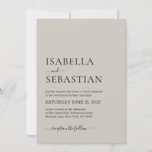 Wedding Simple Modern Light Gray Invitation