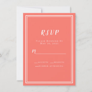 Wedding Simple Modern Minimalist Coral White RSVP 