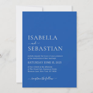 Wedding Simple Modern Royal Blue Invitation