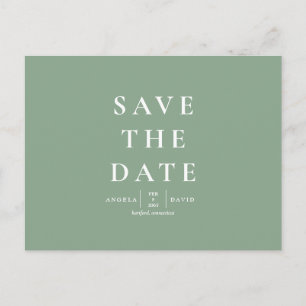 Wedding Simple  Modern Sage Save the Date Postcard