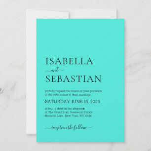 Wedding Simple Modern Turquoise Invitation
