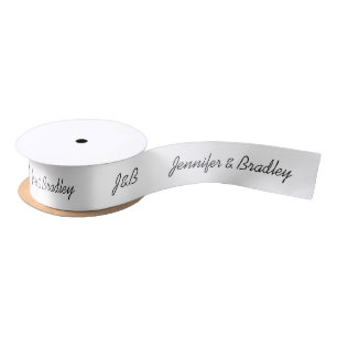 Wedding Simple Monogram Custom Name Personalised Satin Ribbon