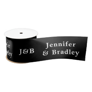 Wedding Simple Monogram Elegant Name Personalised Satin Ribbon