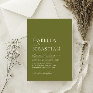 Wedding Simple Olive Drab Invitation