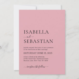 Wedding Simple Pastel Pink Invitation