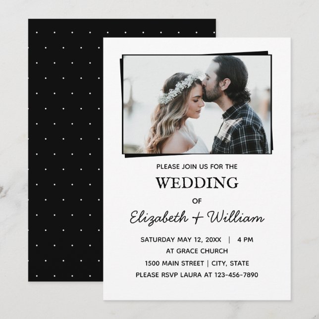 Wedding Simple Photo Elegant Invitation (Front/Back)