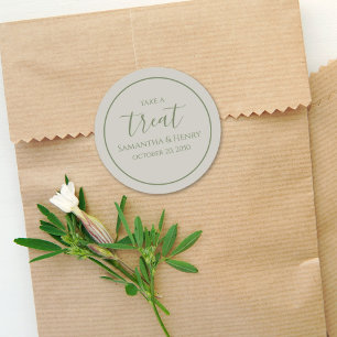 Wedding Simple Sage Calligraphy Script Treat Classic Round Sticker