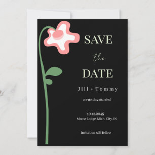 Wedding Single Flower Dark Save the Date Card