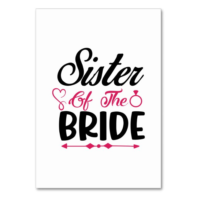 Wedding Sister Of The Bride Table Number (Front)