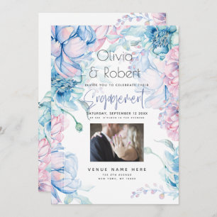 Wedding Sky Blue and Bubblegum Pink Peonies Invitation