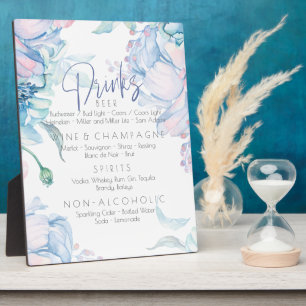 Wedding Sky Blue and Bubblegum Pink Peonies Plaque