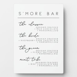 Wedding S'more Bar Menu Sign, Smore Recipe Poster Plaque