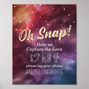 Wedding Snap Hashtag Galaxy Nebula Constellations Poster