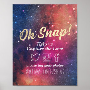 Wedding Snap Hashtag Galaxy Nebula Constellations Poster