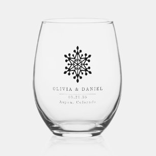 Wedding snowflake destination wedding favour Glass