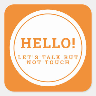 Wedding social distancing guest care amber hello square sticker