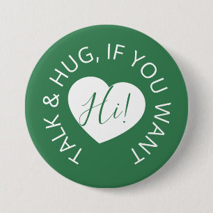 Wedding social distancing guest care green heart 7.5 cm round badge